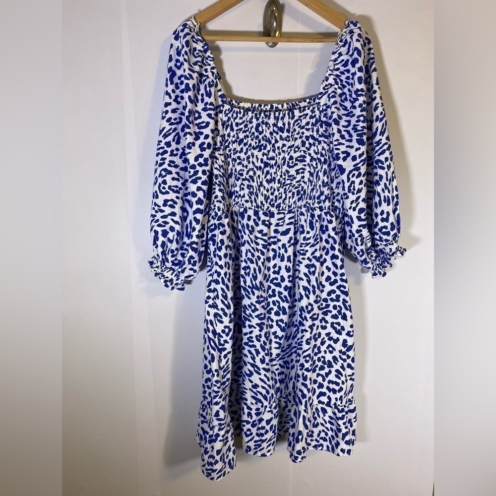 NWT The Get dress blue leopard SZ 1X